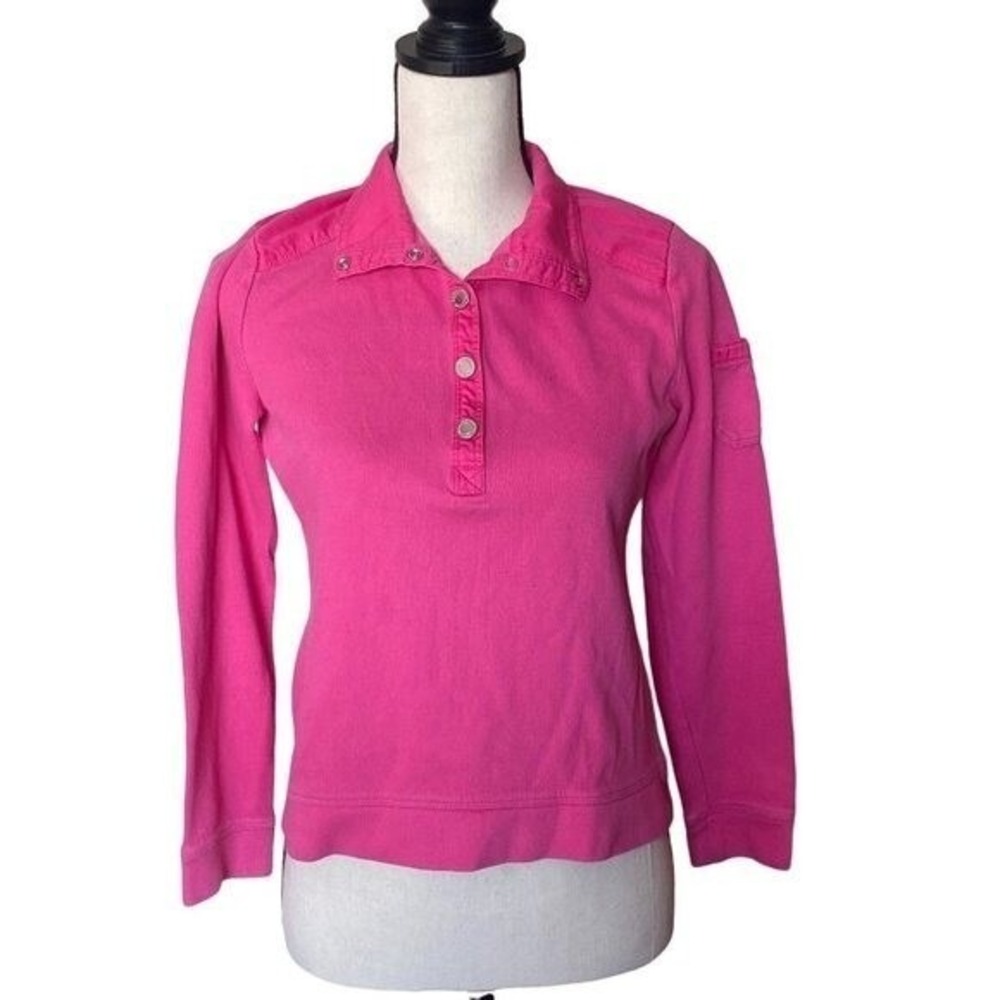 Ralph Laurent pink three-quarter sleeves designers logo T-shirt women Small‎